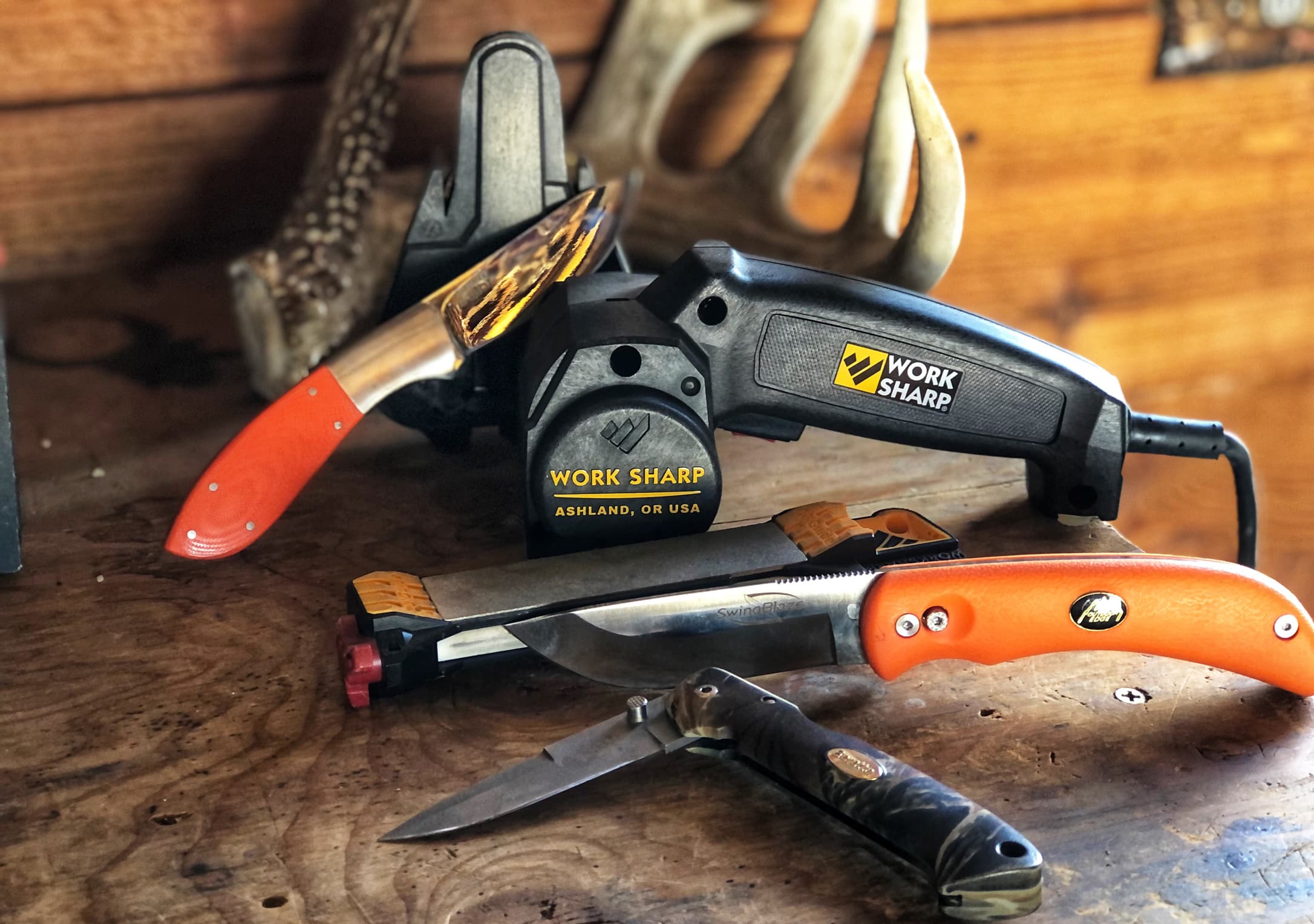Hunting knives and sharpening systems