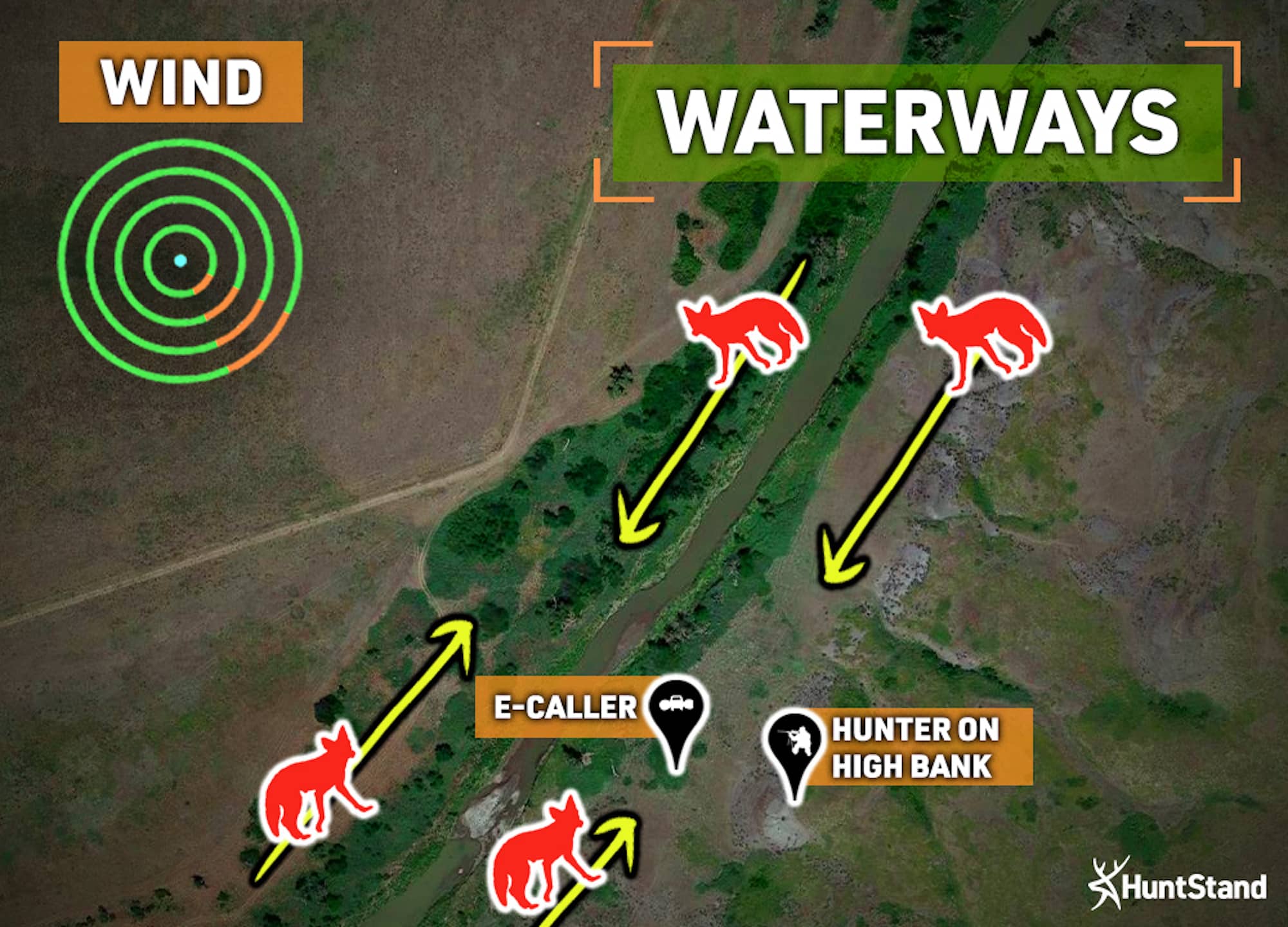 coyote hunting setups waterways
