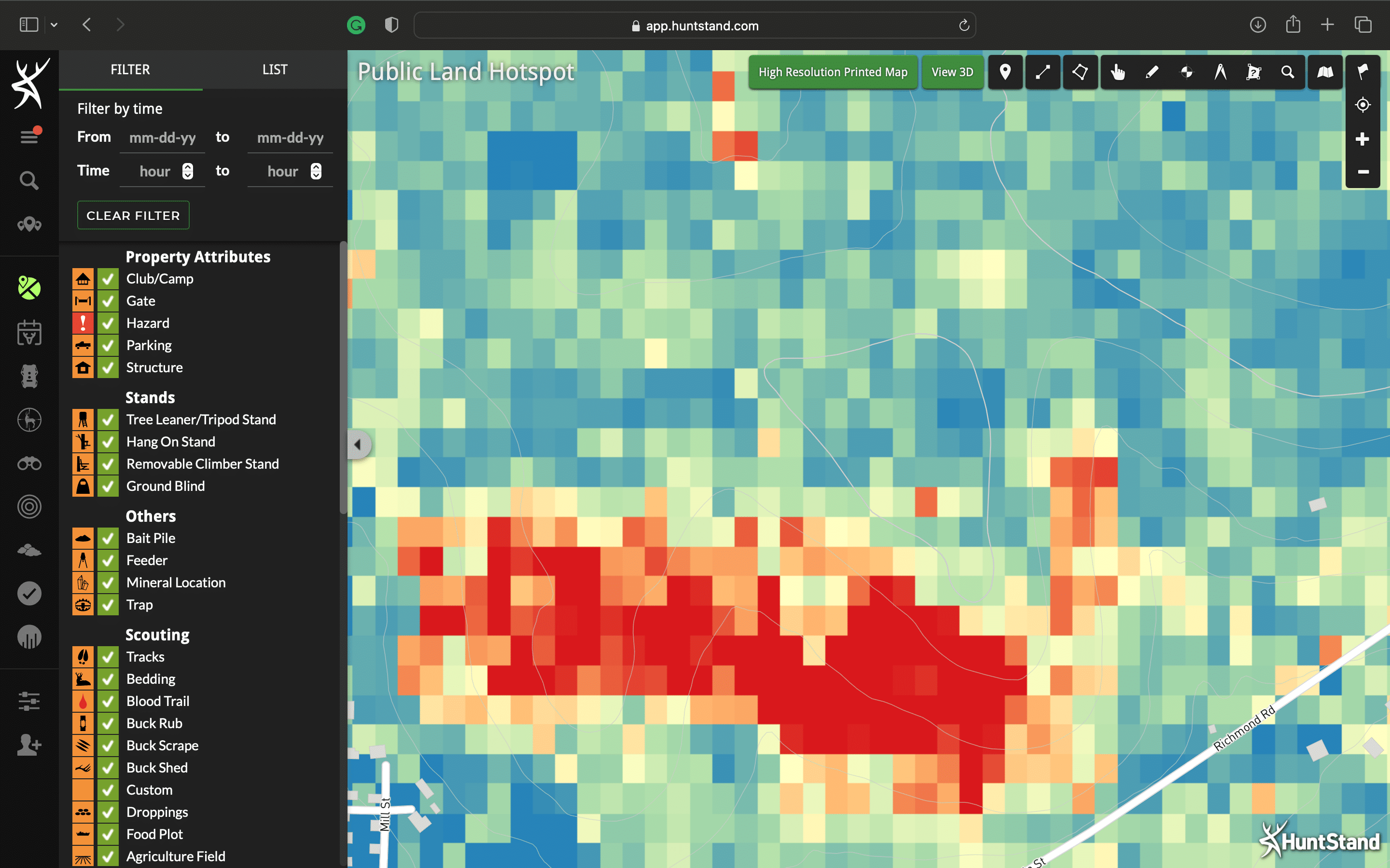 The Whitetail Habitat Map, exclusive to the Pro Whitetail upgraded version, can be helpful in iden-tifying quality whitetail habitat, including bedding areas and food sources.