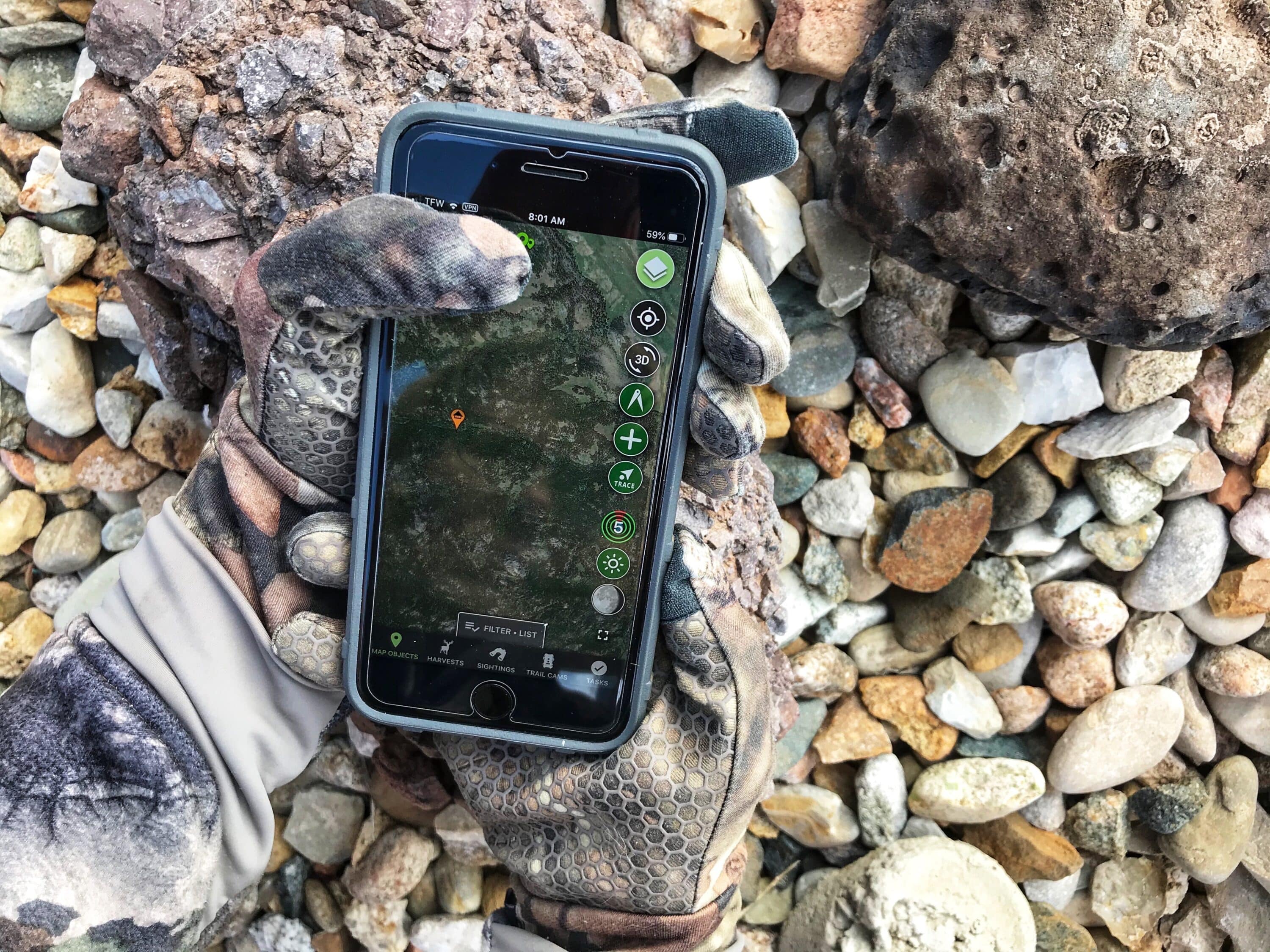 Your HuntStand hunting app should be a partner while shed antler hunting. Mark all shed antler finds, bedding areas, and trace any trails you discover. Kayser utilizes his HuntStand hunting app while shed antler hunting and in his overall scouting efforts.