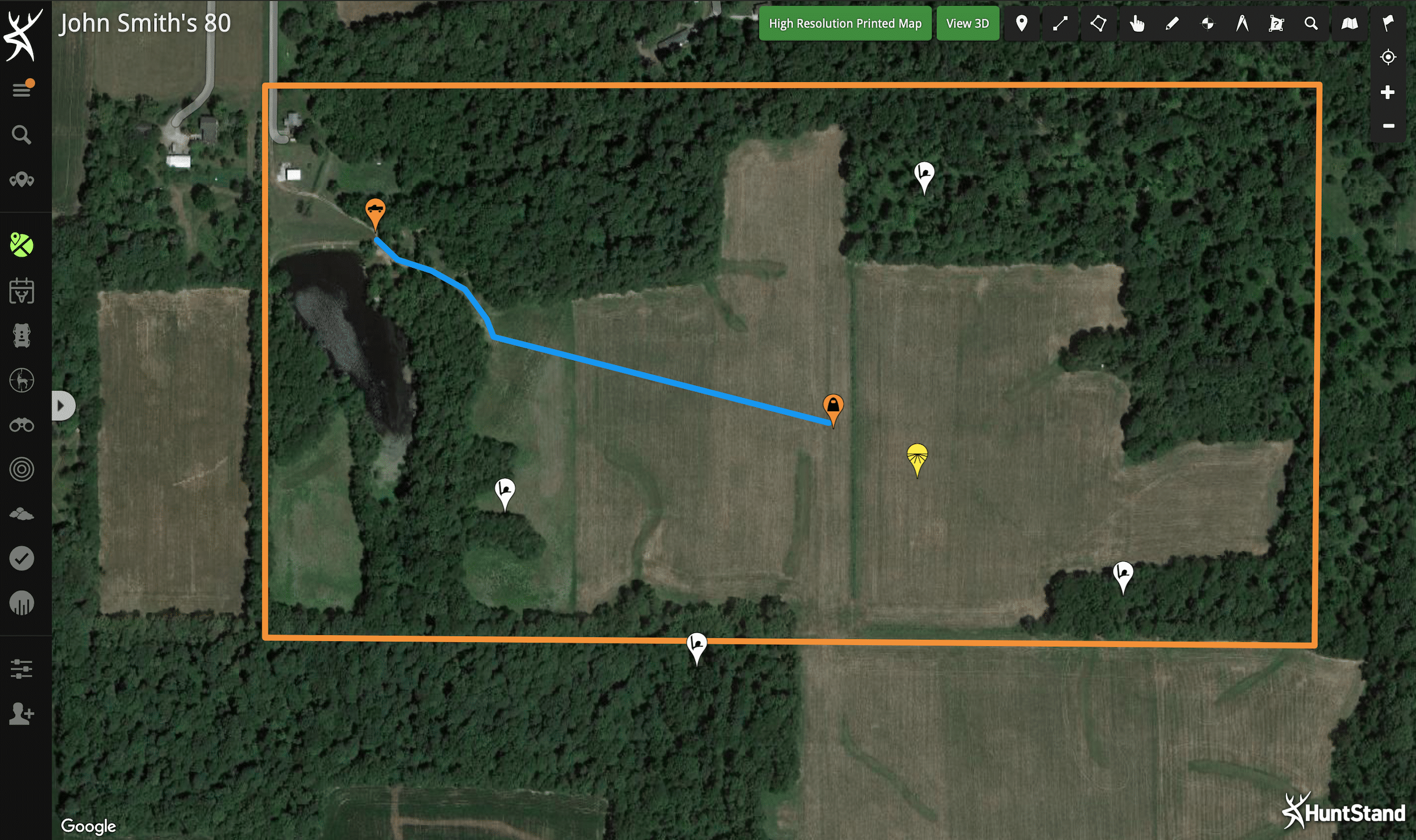When hunting a property for the first time, McDougal loves the ability to overview a property, peg land features not visible from the road and preconceive a setup so that everything is spelled out when he arrives to hunt.